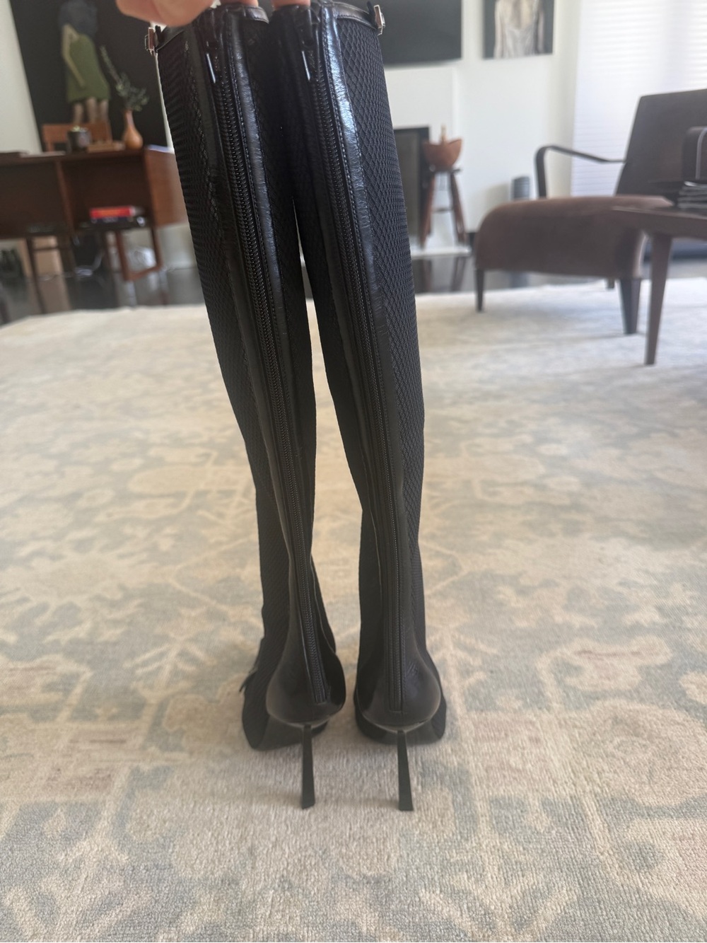 Saint Laurent Black Pointed-Toe Over-the-Knee Stiletto Boots 38 - Picture 5 of 9